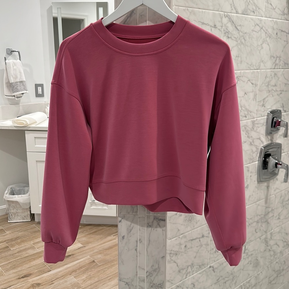 Lululemon Perfectly Oversized Cropped Crew *Softstreme PINK BLOSSOM 🌸